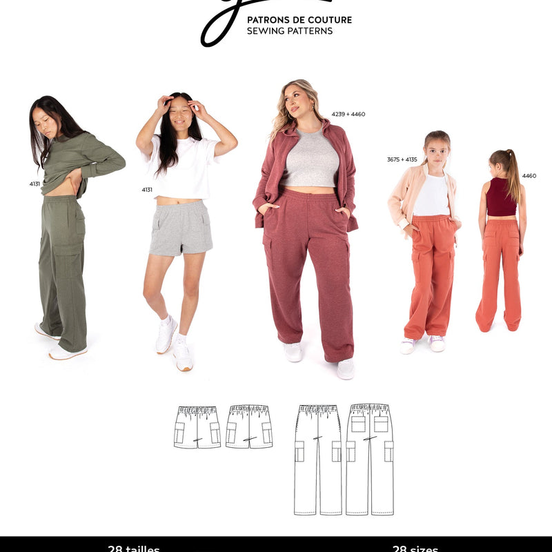 Sewing Pattern Roxanne Cargo Shorts and Sweatpants by Jalie
