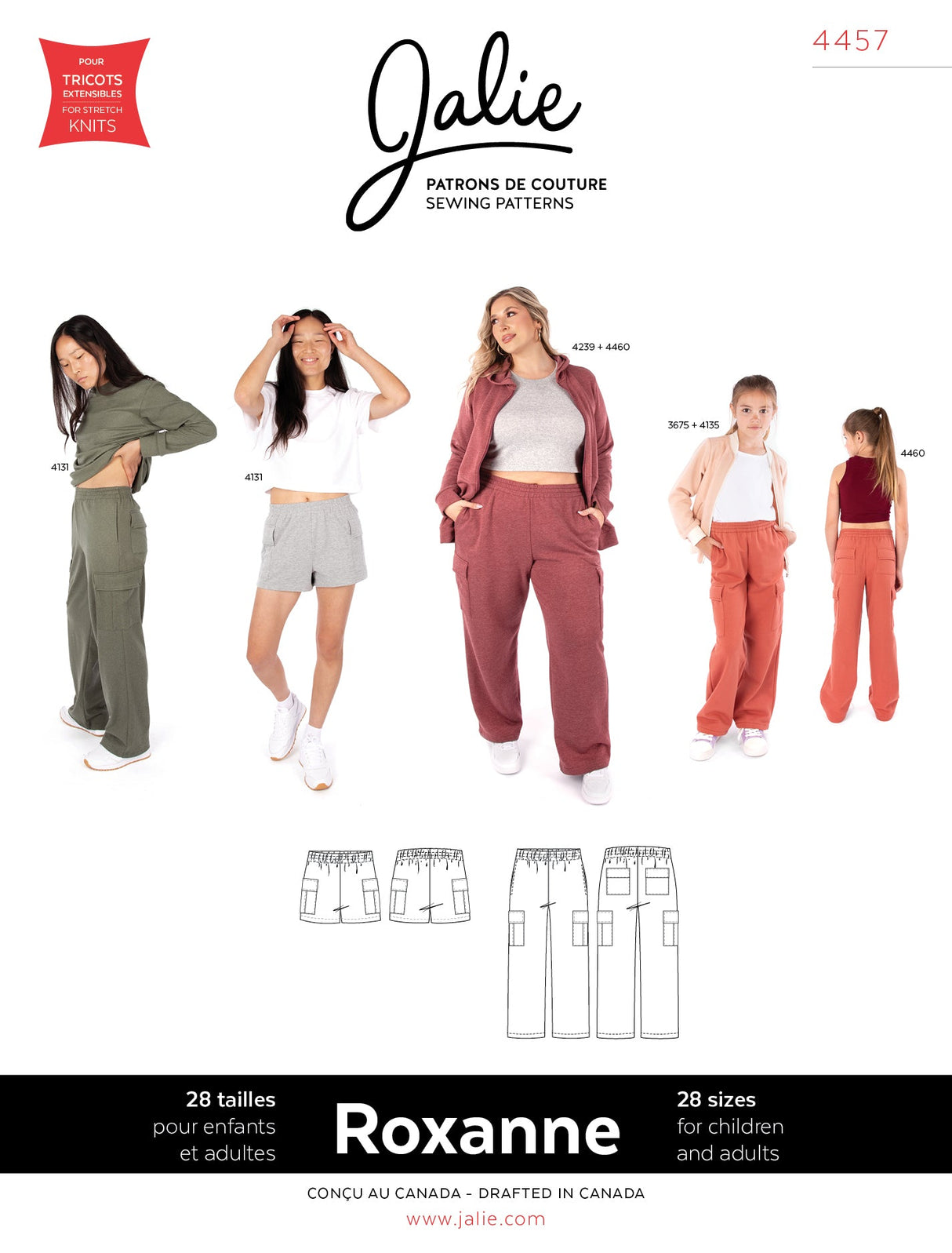 Sewing Pattern Roxanne Cargo Shorts and Sweatpants by Jalie
