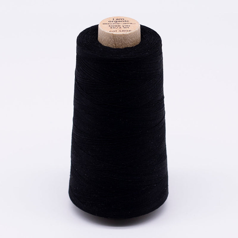 SCANFIL® 30wt Organic Pima Cotton Thread 3000 yd Cone - 4808 Jet Black
