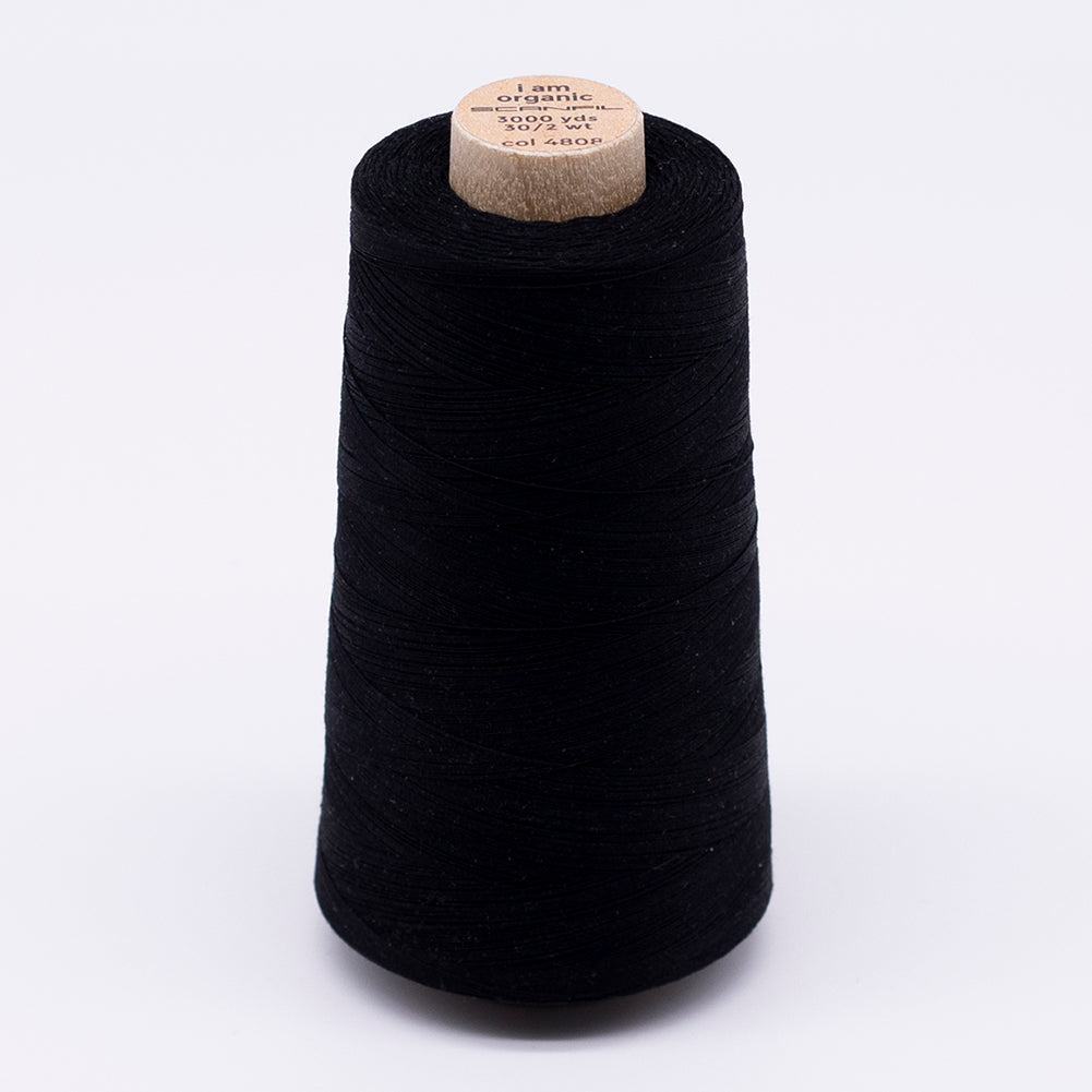 SCANFIL® 30wt Organic Pima Cotton Thread 3000 yd Cone - 4808 Jet Black