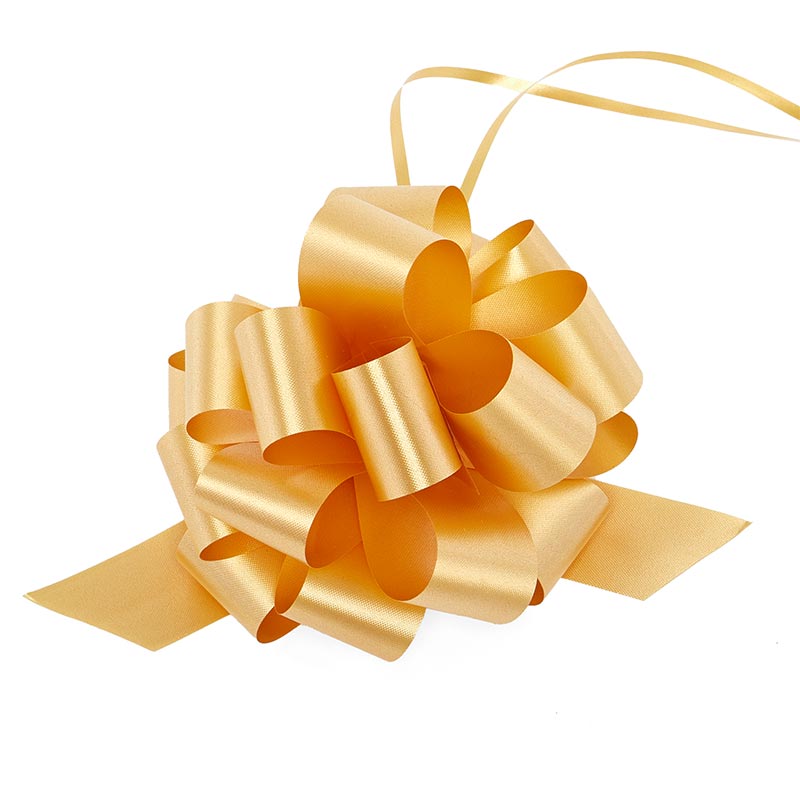 5" Large Poly Pull Bows – Gold, 1 1/4" Width, 5" Diameter (50 Pieces per Roll)