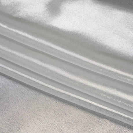 Liquid Sheen Metallic Polyester Chiffon - Silver on White - Liquid Sheen Chiffon Collection