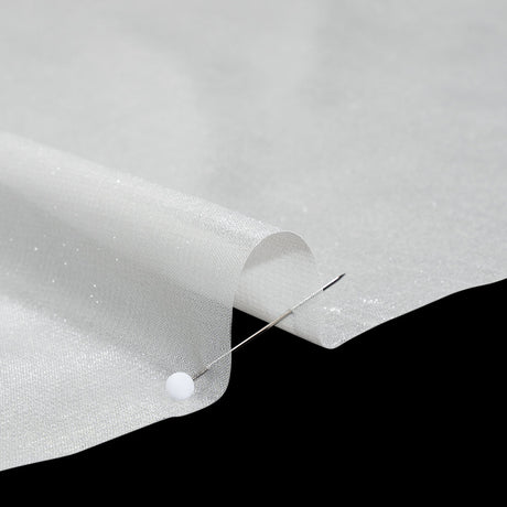 Liquid Sheen Metallic Polyester Chiffon - Silver on White - Liquid Sheen Chiffon Collection