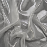 Liquid Sheen Metallic Polyester Chiffon - Silver on White - Liquid Sheen Chiffon Collection