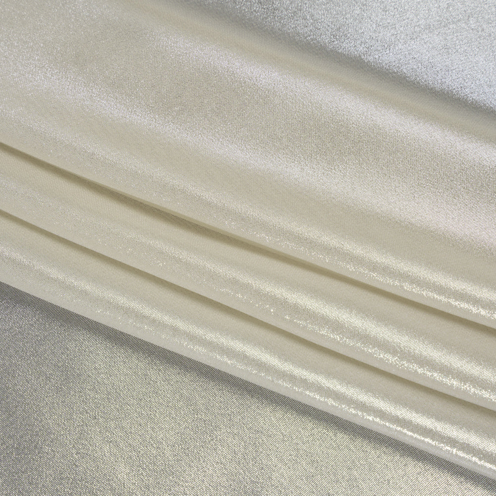 Liquid Sheen Metallic Polyester Chiffon - Silver on Beige - Liquid Sheen Chiffon Collection