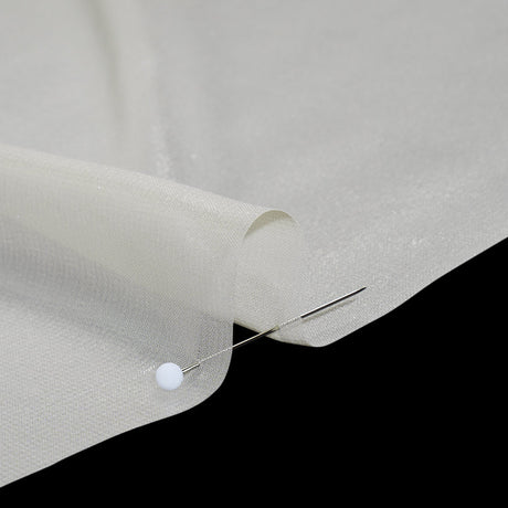 Liquid Sheen Metallic Polyester Chiffon - Silver on Beige - Liquid Sheen Chiffon Collection