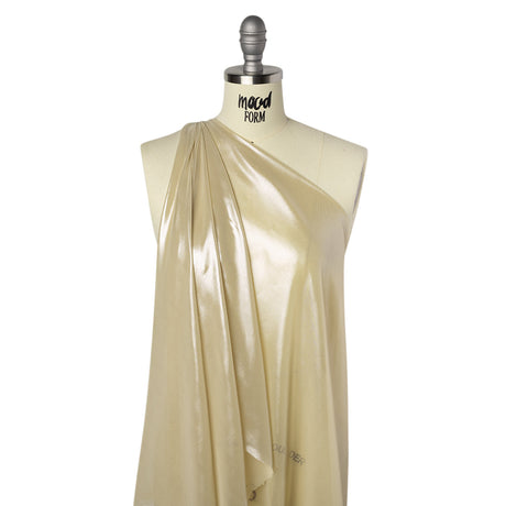 Liquid Sheen Metallic Polyester Chiffon - Silver on Gold - Liquid Sheen Chiffon Collection