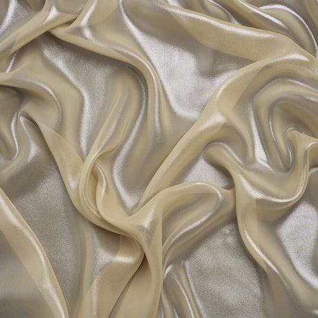 Liquid Sheen Metallic Polyester Chiffon - Silver on Gold - Liquid Sheen Chiffon Collection