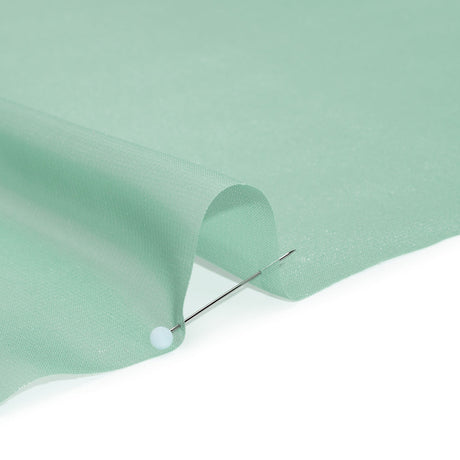 Liquid Sheen Metallic Polyester Chiffon - Silver on Aqua - Liquid Sheen Chiffon Collection