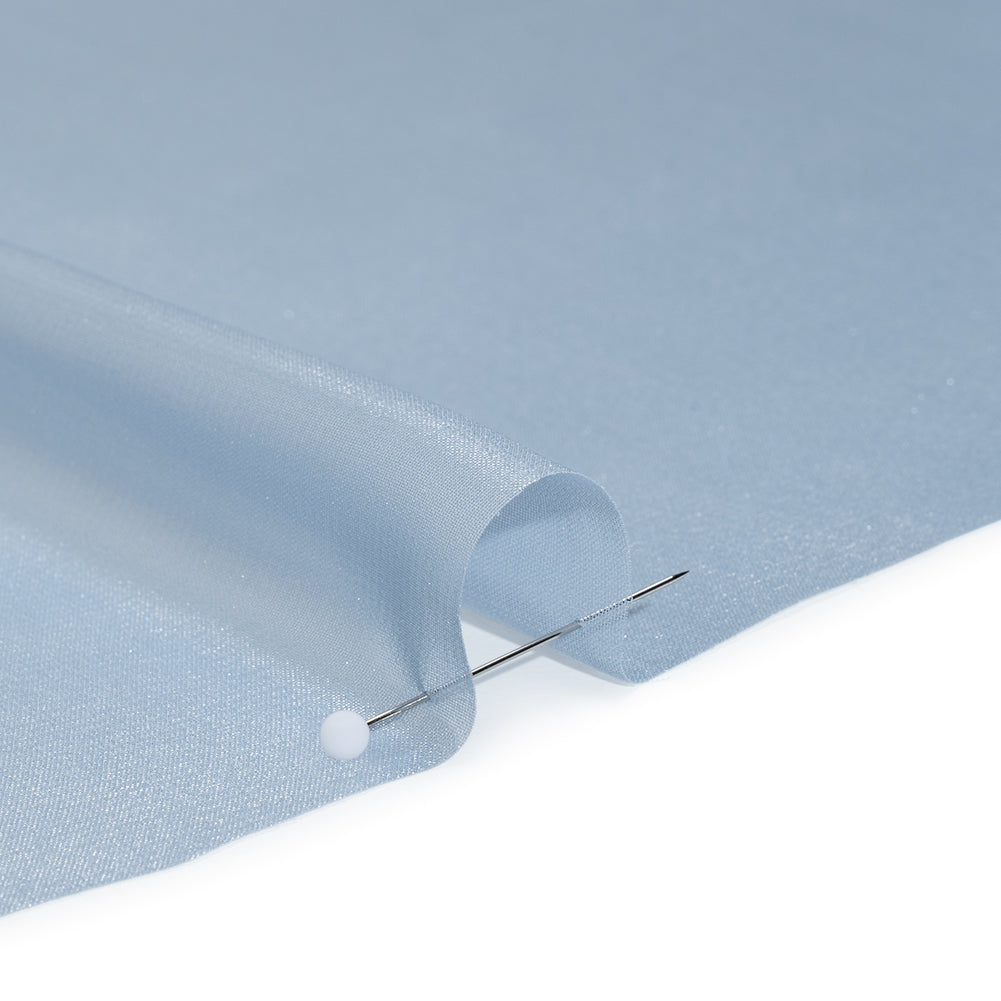 Liquid Sheen Metallic Polyester Chiffon - Silver on Blue - Liquid Sheen Chiffon Collection