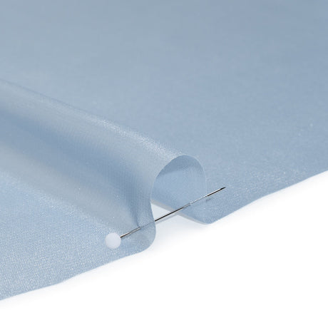 Liquid Sheen Metallic Polyester Chiffon - Silver on Blue - Liquid Sheen Chiffon Collection