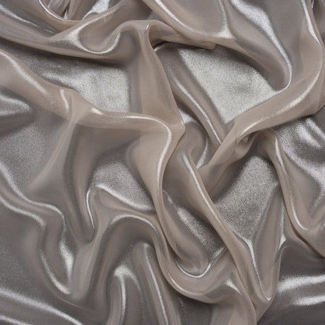 Liquid Sheen Metallic Polyester Chiffon - Silver on Pink - Liquid Sheen Chiffon Collection