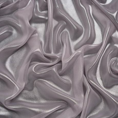 Liquid Sheen Metallic Polyester Chiffon - Silver on Lavender - Liquid Sheen Chiffon Collection