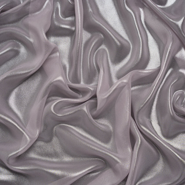 Liquid Sheen Metallic Polyester Chiffon - Silver on Lavender - Liquid Sheen Chiffon Collection