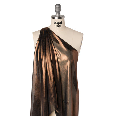 Liquid Sheen Metallic Polyester Chiffon - Copper on Black - Liquid Sheen Chiffon Collection