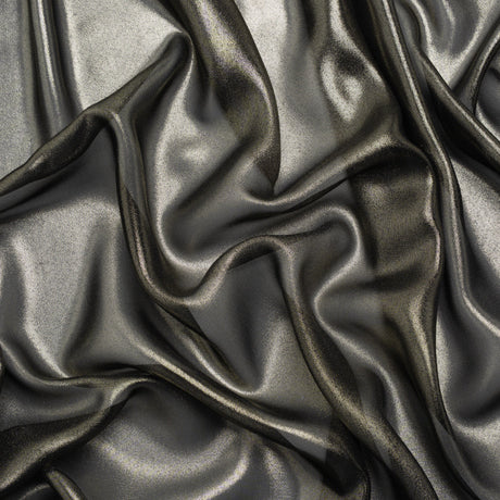Liquid Sheen Metallic Polyester Chiffon - Gold on Black - Liquid Sheen Chiffon Collection