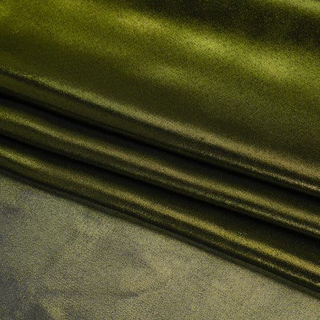 Liquid Sheen Metallic Polyester Chiffon - Olive on Black - Liquid Sheen Chiffon Collection