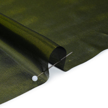 Liquid Sheen Metallic Polyester Chiffon - Olive on Black - Liquid Sheen Chiffon Collection
