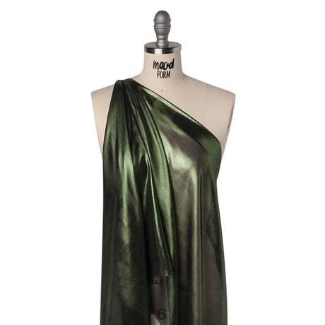 Liquid Sheen Metallic Polyester Chiffon - Green on Black - Liquid Sheen Chiffon Collection