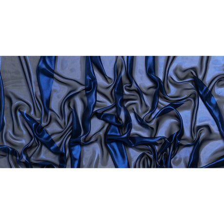 Liquid Sheen Metallic Polyester Chiffon - Navy on Black - Liquid Sheen Chiffon Collection