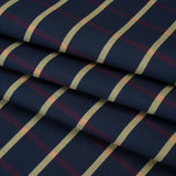 Cotton Oxford Shirting - Navy Blue, Red and Banana Yellow Windowpane Checks - Deadstock