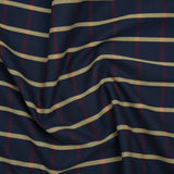 Cotton Oxford Shirting - Navy Blue, Red and Banana Yellow Windowpane Checks - Deadstock