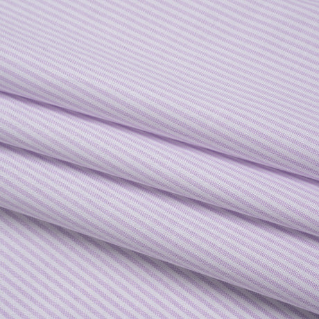 Cotton Oxford Shirting - Pale Lavender and White Candy Stripes - Designer Deadstock