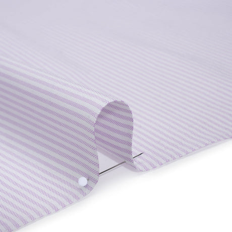Cotton Oxford Shirting - Pale Lavender and White Candy Stripes - Designer Deadstock