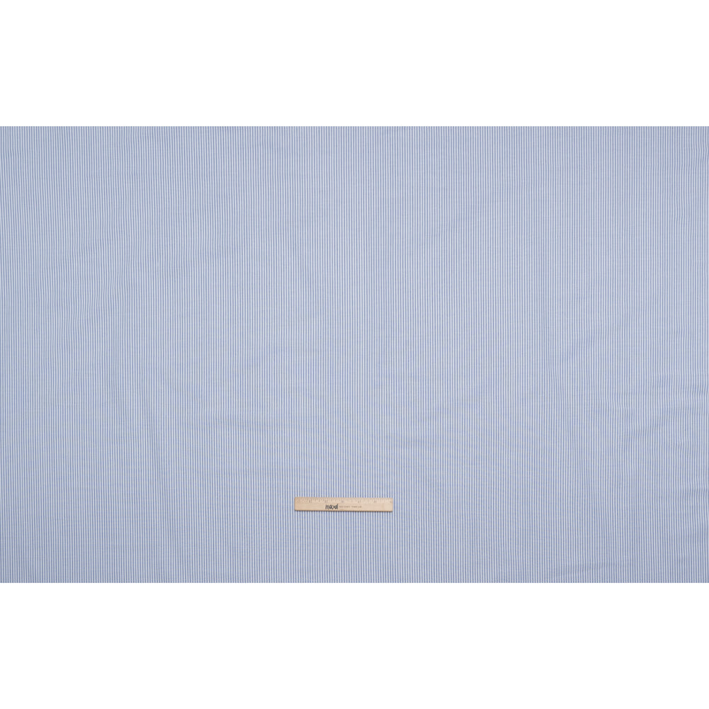 Cotton Oxford Shirting - Bluesteel and White Candy Stripes - Designer Deadstock