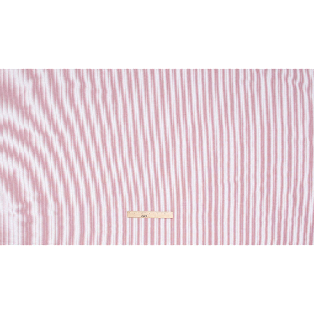 Cotton Oxford Shirting - Red and White Candy Stripes - Deadstock