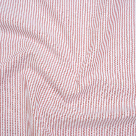 Cotton Oxford Shirting - Red and White Candy Stripes - Deadstock