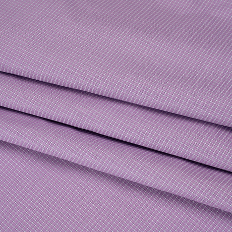 Cotton Twill Shirting - Lavender and White Checks - Deadstock