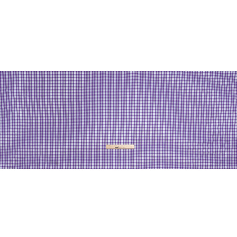 Cotton Twill Shirting - Purple and White Plaid - Deadstock