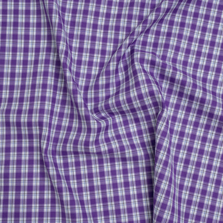 Cotton Twill Shirting - Purple and White Plaid - Deadstock