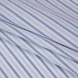 Cotton Oxford Shirting - Sky Blue, Cobalt and White Alternating Stripes - Designer Deadstock