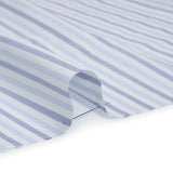 Cotton Oxford Shirting - Sky Blue, Cobalt and White Alternating Stripes - Designer Deadstock