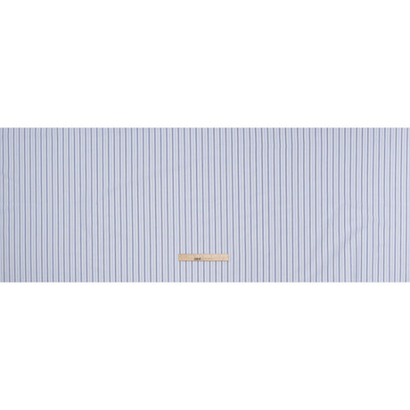 Cotton Oxford Shirting - Sky Blue, Cobalt and White Alternating Stripes - Designer Deadstock
