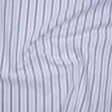 Cotton Oxford Shirting - Sky Blue, Cobalt and White Alternating Stripes - Designer Deadstock