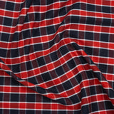 Cotton Oxford Shirting - Red, Blue and White Plaid - Deadstock