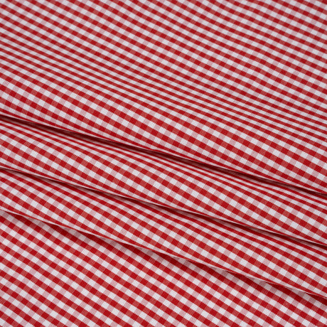 Cotton Gingham Shirting - Red and White Little Checks - Deadstock
