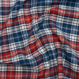 Lightweight Brushed Cotton Herringbone Twill Shirting - Red, Sea Blue and White Plaid - Deadstock