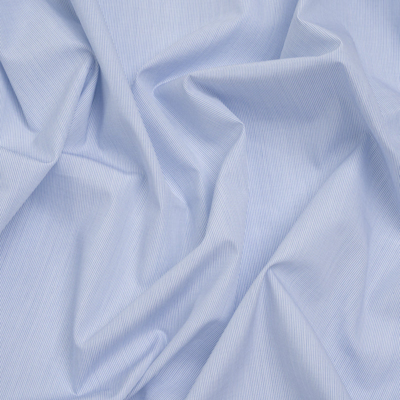 Cotton Shirting - Sky Blue and White Pinstripes - Deadstock