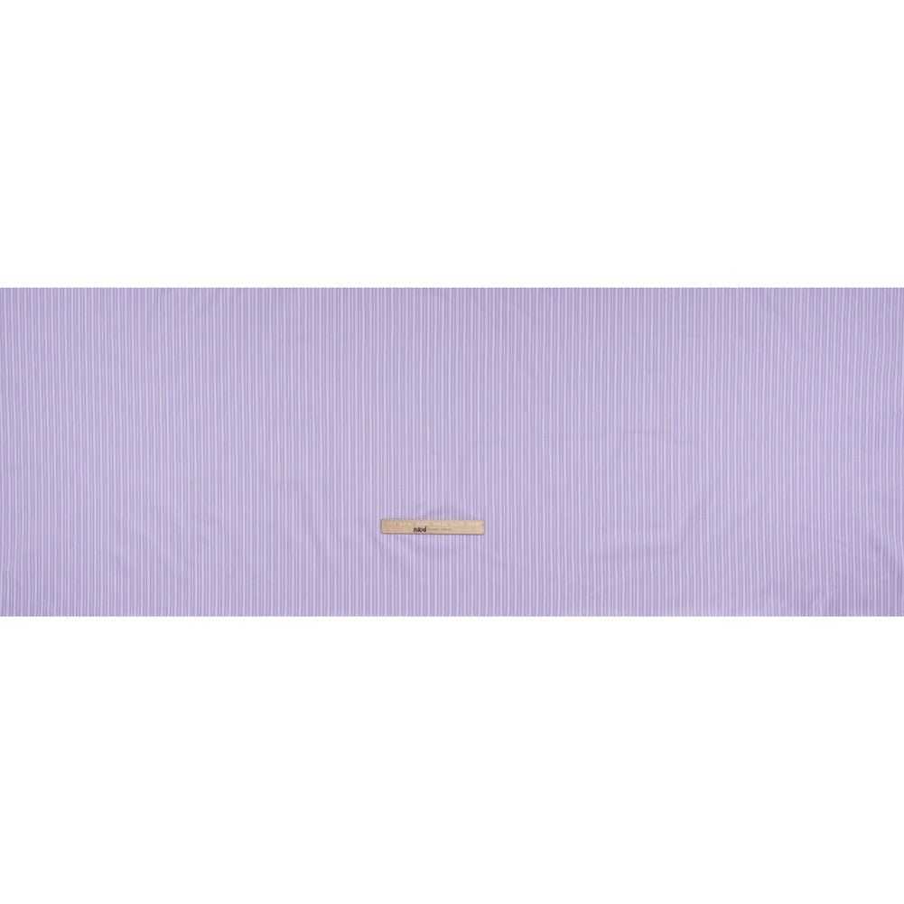 Cotton Twill Shirting - Lavender, White and Light Blue Stripes - Deadstock