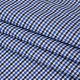 Cotton Oxford Shirting - Blue, Midnight and White Tattersall Check - Deadstock