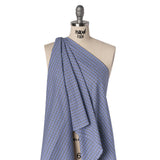 Cotton Oxford Shirting - Blue, Midnight and White Tattersall Check - Deadstock