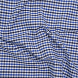 Cotton Oxford Shirting - Blue, Midnight and White Tattersall Check - Deadstock