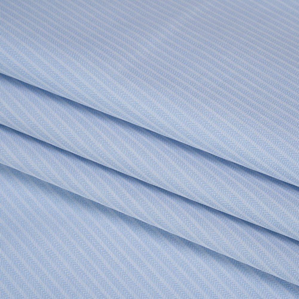 Cotton Herringbone Twill - Blue and White Stripes - Deadstock