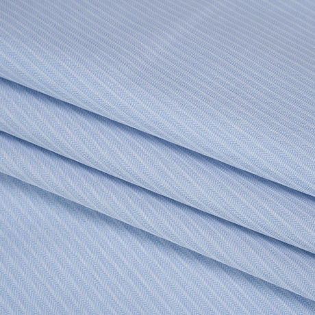 Cotton Herringbone Twill - Blue and White Stripes - Deadstock