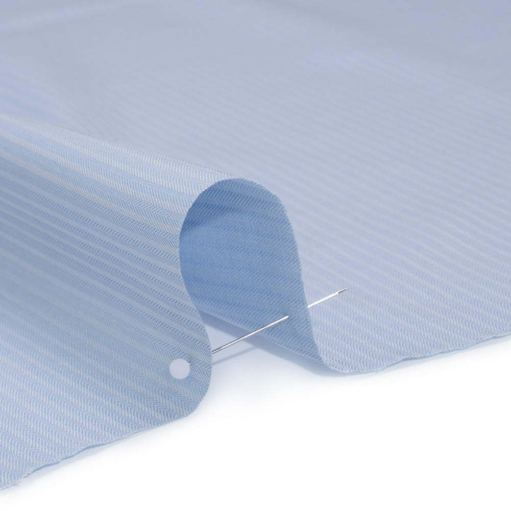 Cotton Herringbone Twill - Blue and White Stripes - Deadstock