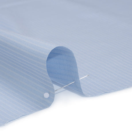 Cotton Herringbone Twill - Blue and White Stripes - Deadstock